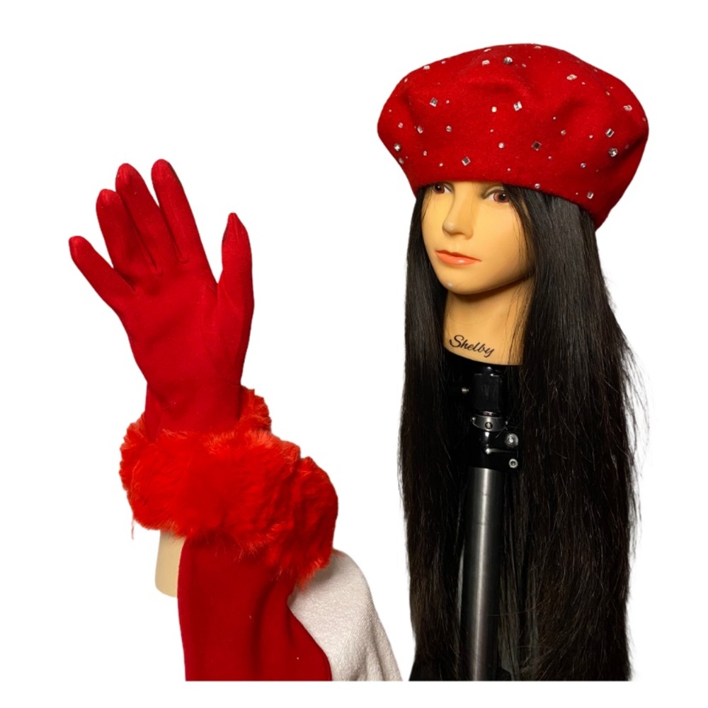 Red Beret hat & gloves